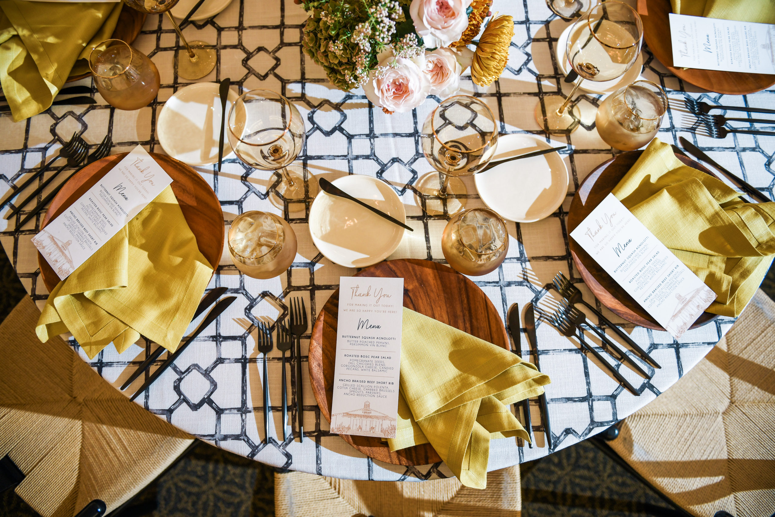 Reception Design and planning by Michelle Garibay Events featuring BBJ Linen, borrowed Blu, theoni collection, studio la palma, and pirouette paper company