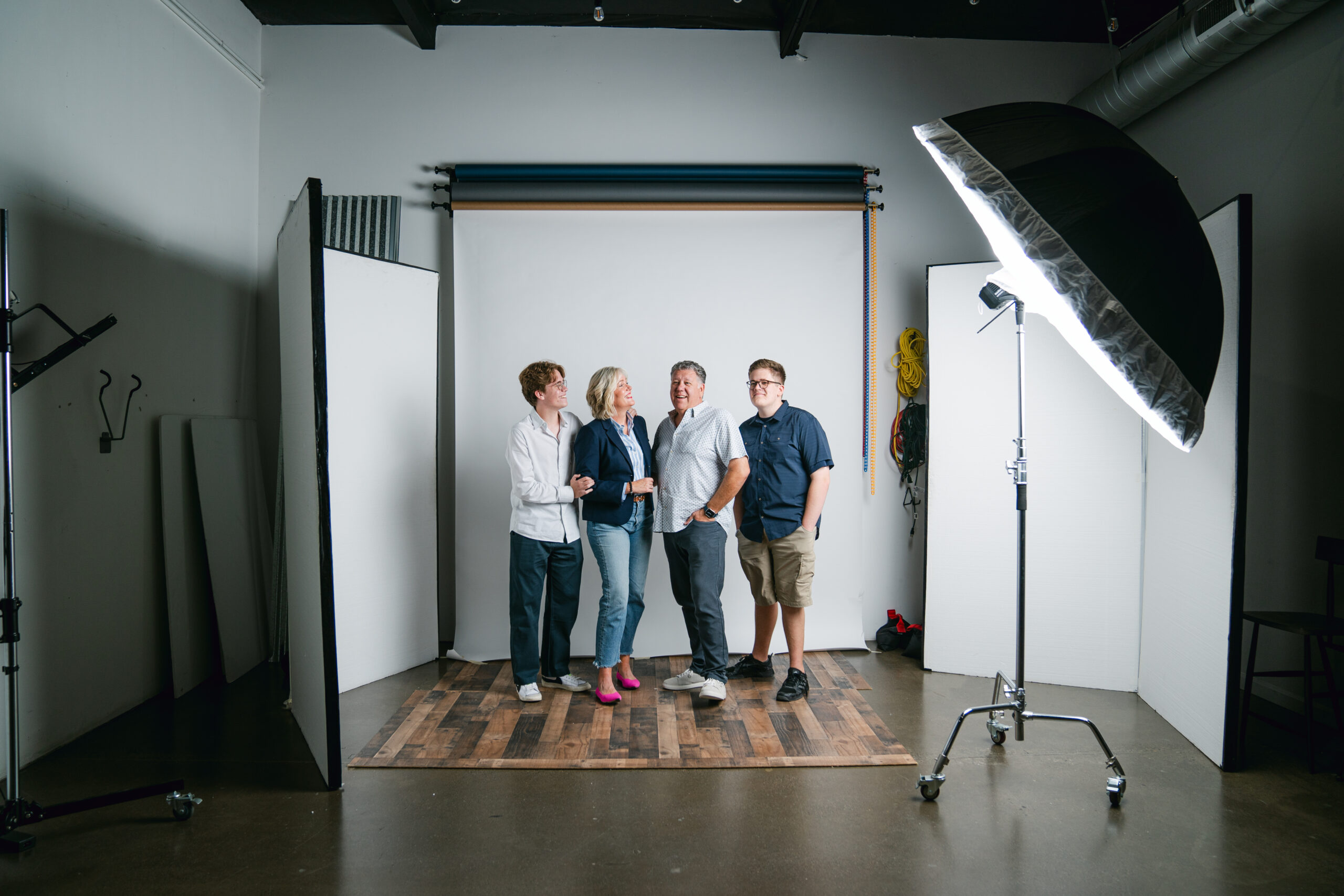 Studio black and white family portraits in Orange County by photographer Kate Noelle